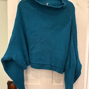 Free People Teal Ribbed Sweater